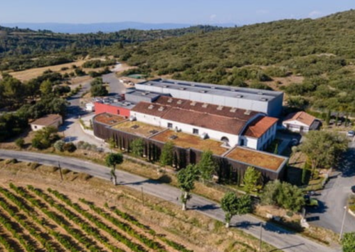 Scenic view of Badet Clément Vineyard and the Wine Production Facility in Pays d'Oc IGP, Languedoc-Roussillon, France