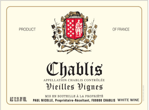 Domaine Paul Nicolle Chablis Vieilles Vignes, Burgundy, France - Wine Bottle Label